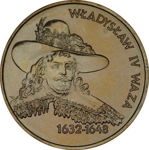 Polska: moneta ze stopu Nordic Gold: 2 zł / 1999 r. - Poczet królów i książąt polskich: Władysław IV Waza (1632 - 1648) .
Sklep Numizmatyczny www.km12.pl