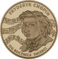 Polska: moneta ze stopu Nordic Gold: 2 zł / 1999 r. - 150. rocznica śmierci Fryderyka Chopina  .  
Sklep Numizmatyczny www.km12.pl