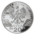 POLSKA: srebrna moneta kolekcjonerska 20 zł / 2002 r. - Zwierzęta Świata – Żółw błotny (łac. Emys orbicularis).  Sklep Numizmatyczny, Warszawa  www.km12.pl