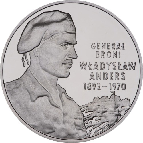 Moneta srebrna 10 zł / 2002 –  Generał broni Władysław Anders (1892-1970).    Sklep Numizmatyczny, Warszawa  www.km12.pl