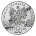 POLSKA: srebrna moneta kolekcjonerska 20 zł / 2003 r. - Zwierzęta Świata – Węgorz europejski (łac. Anguilla anguilla). Sklep Numizmatyczny, Warszawa  www.km12.pl