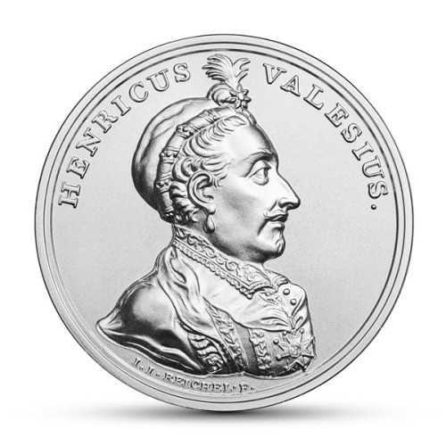 POLSKA: srebrna moneta kolekcjonerska. 50 zł / 2018 r. z serii: Skarby Stanisława Augusta - Henryk Walezy (1573-1575).  Sklep Numizmatyczny, Warszawa: www.km12.pl
