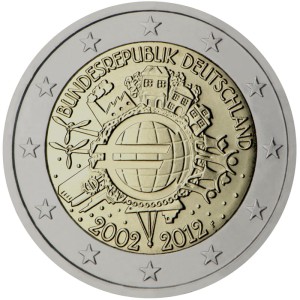 2 Euro Niemcy 2012 10 lat Euro w obiegu 