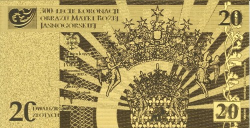 Banknot 20 zł / 2017 r. - 300-lecie koronacji Obrazu Matki Bożej Jasnogórskiej. Sklep km12.pl, Warszawa ul. Króla Maciusia 12. www.km12.pl