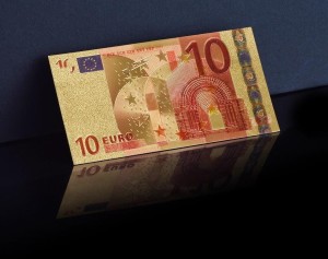 Banknot złocony, kolorowany: 10 Euro