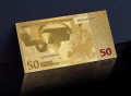 Banknot złocony - replika banknotu 50 Euro. Sklep Numizmatyczny, Warszawa ul. Króla Maciusia 12. www.km12.pl
