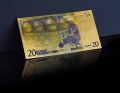 Banknot złocony - replika banknotu 20 Euro. Sklep Numizmatyczny, Warszawa ul. Króla Maciusia 12. www.km12.pl
