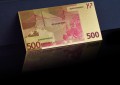 Banknot złocony - replika banknotu 500 Euro. Sklep Numizmatyczny, Warszawa ul. Króla Maciusia 12. www.km12.pl