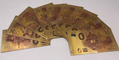 Banknot złocony: "0" - zero Euro / Polska. Sklep Numizmatyczny, Warszawa ul. Króla Maciusia 12.