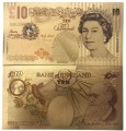 ANGLIA: Banknot złocony i kolorowany: 10 Funtów www.km12.pl